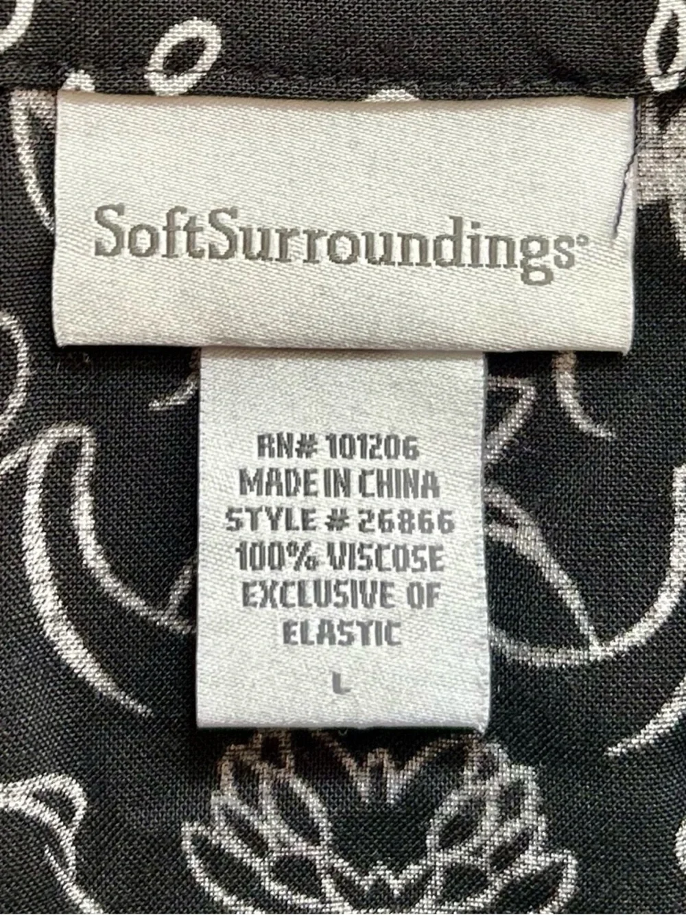 Soft Surroundings Black and White Doodle-Print Maxi Skirt Size L Cottagecore - Picture 5 of 5